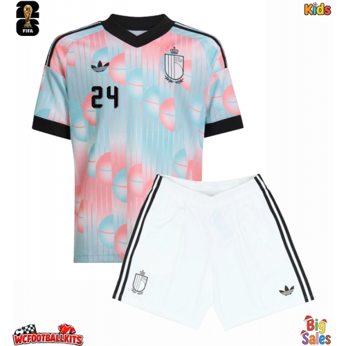 Belgium Amadou Onana #24 Replica Away Stadium Kit for Kids World Cup 2026 Short Sleeve (+ pants)